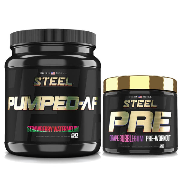 Steel Supplements Strawberry Watermelon / Grape Bubblegum Pre & Pumped Stack