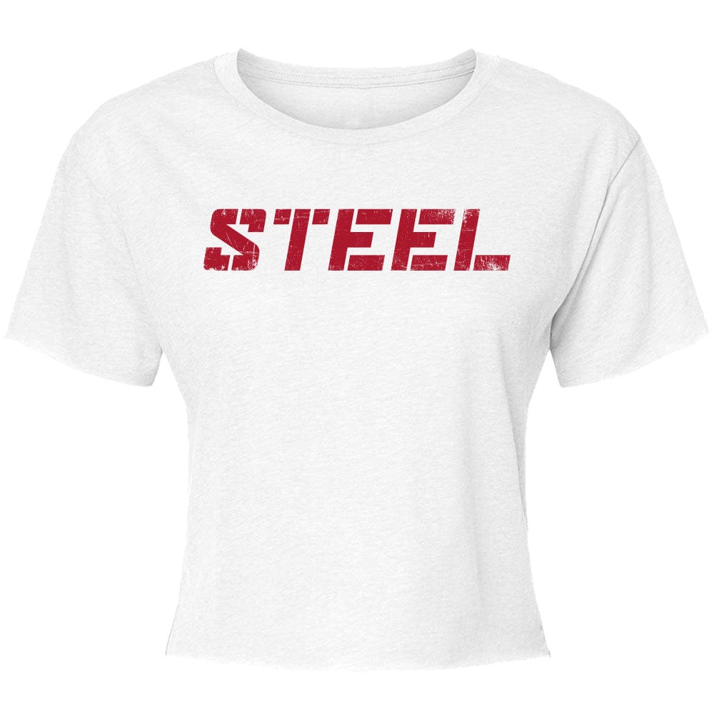 The Steel Supplements Promo Apparel Red on White STEEL Crop...