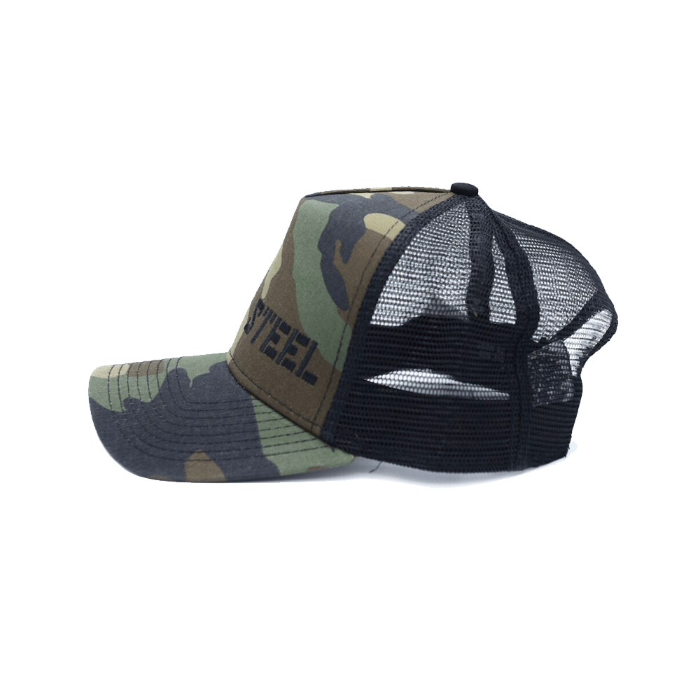 The Steel Supplements Hat Black STEEL HAT - TRUCKER (CAMO)