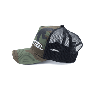 The Steel Supplements Hat Silver STEEL HAT - TRUCKER (CAMO)