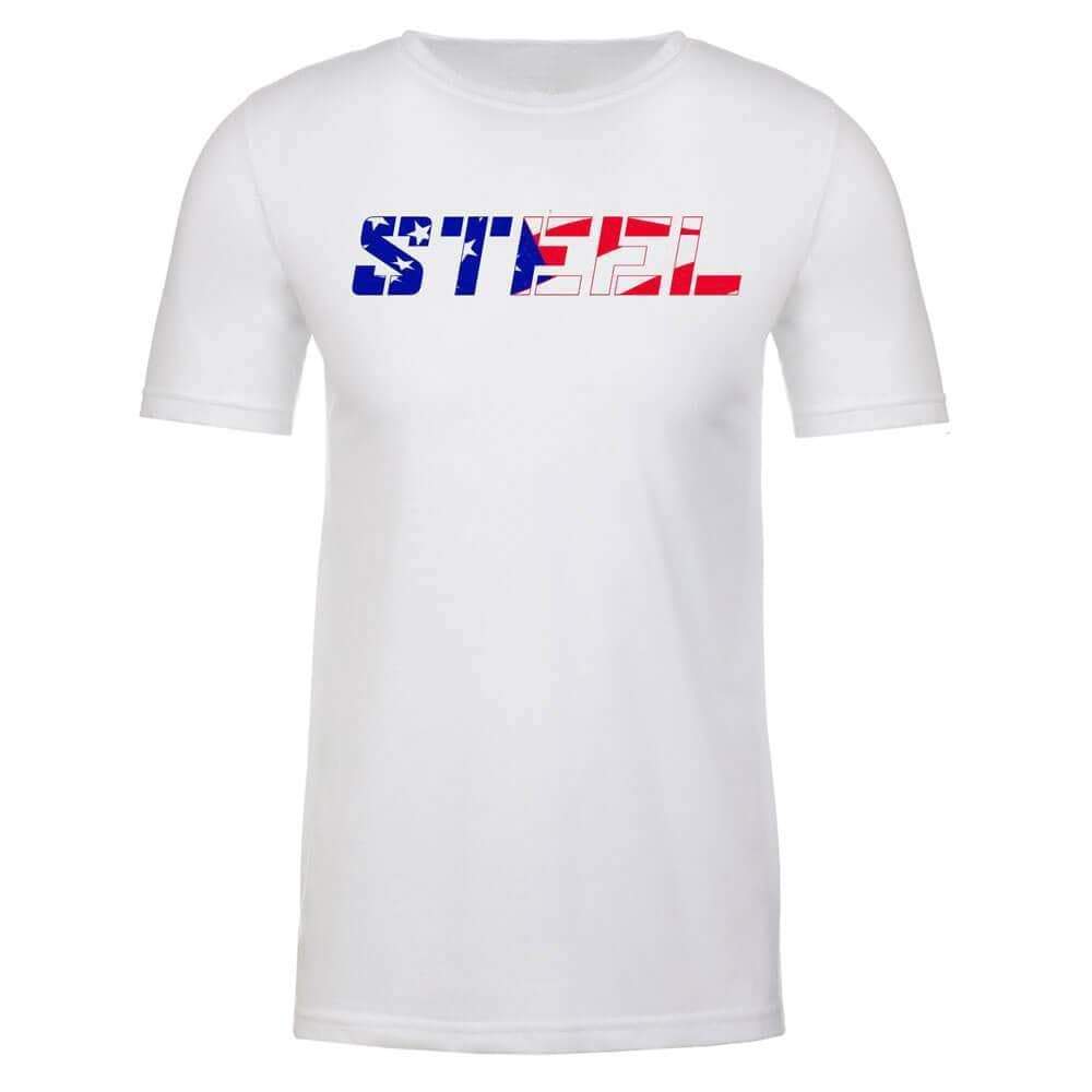 The Steel Supplements Apparel STEEL USA Flag White Performance T-Shirt