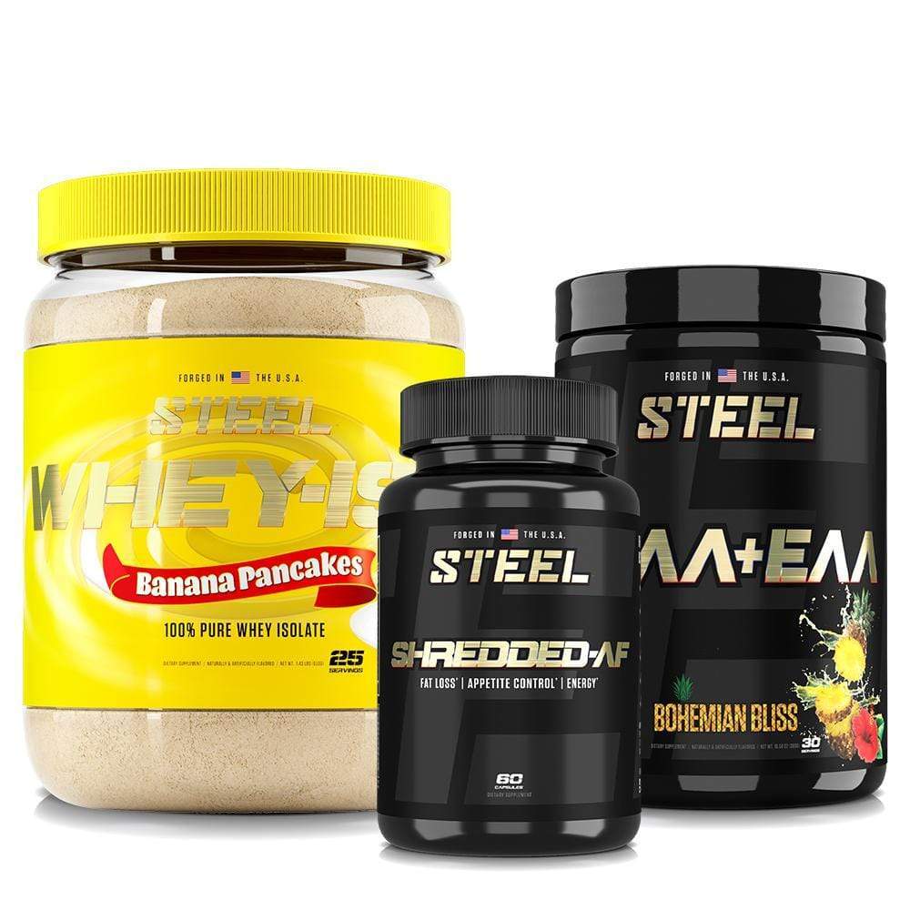 Steel Supplements Stack Blueberry Muffin / Bohemian Bliss Whey ISO Shredded Stack