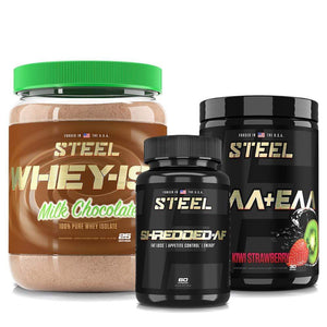 Steel Supplements Stack Milk Chocolate / Kiwi Strawberry Whey ISO Shredded Stack