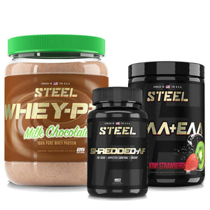 Steel Supplements Stack Milk Chocolate / Kiwi Strawberry Whey PRO Shredded Stack